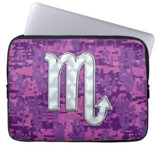 Schorpioen Sterrenbeeld op Fuchsia Digitale Camo Laptop Sleeve