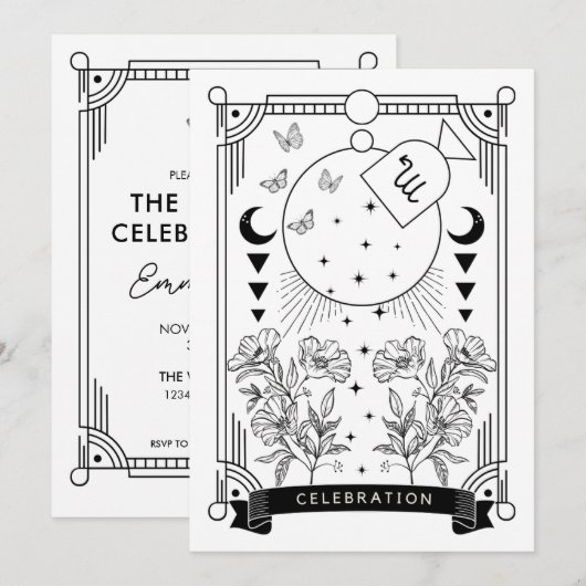 Schorpioen Uitnodiging voor verjaardagsviering (Voorkant / Achterkant)