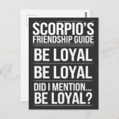 Schorpioen Vriendschapsgids Grappig Quote Briefkaart (Voorkant / Achterkant)