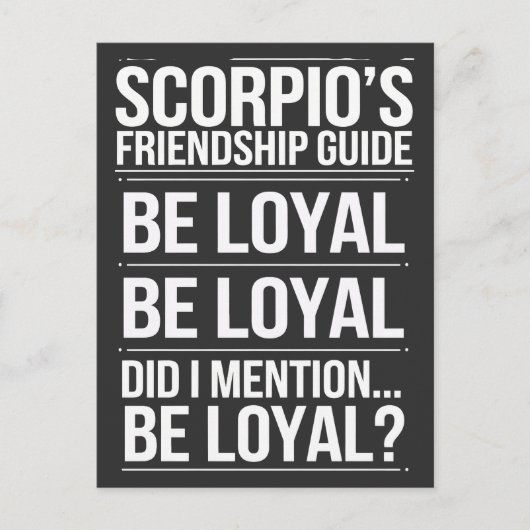Schorpioen Vriendschapsgids Grappig Quote Briefkaart (Voorkant)