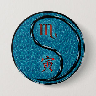 Schorpioen & Water Tijger Ronde Button 7,6 Cm