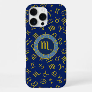 Schorpioen Zodiac + Astrologie Symbolen Patroon Gl iPhone 16 Pro Max Hoesje