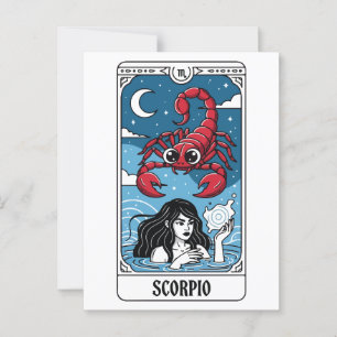 Schorpioen Zodiac Illustratie Tarot Stijl Briefkaart