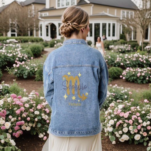 Schorpioen Zodiac Modern gepersonaliseerd Jean Den Denim Jacket (Huwelijk Achterkant)