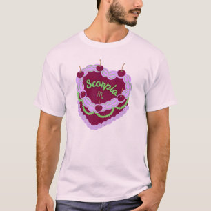 Schorpioen Zodiac Pastel Hart Verjaardagstaart T-shirt