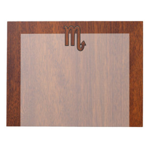 Schorpioen Zodiac Symbool in Mahonie Stijl Notitieblok