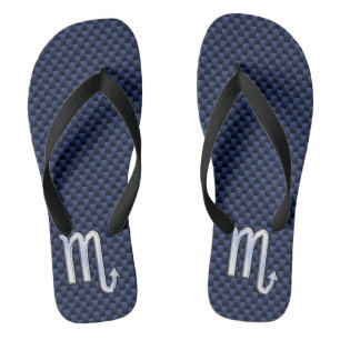 Schorpioen Zodiac Symbool Navy Blauwe Koolstofveze Teenslippers