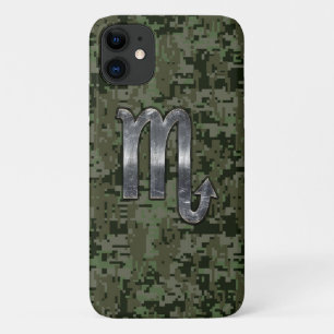 Schorpioen Zodiac Symbool Olijfgroen Digitaal Camo iPhone 11 Hoesje