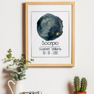 Schorpioen Zodiac teken: aangepaste naam & verjaar Poster