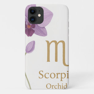 Schorpioen Zodiac Teken met Orchidee Bloemen iPhon iPhone 11 Hoesje