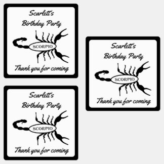 Schorpioen Zwart Schorpioen Star Sign Custom Party Labels