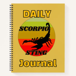 Schorpioensteek op vintage sunset-horoscoop, journ notitieboek