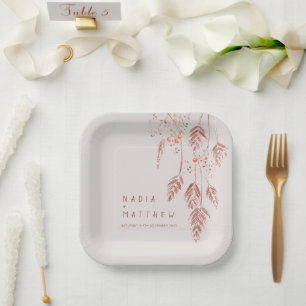 Schorsbessen bruine terracotta bruiloft papieren bordje