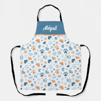 Schort Aangepaste blauwe harten en schilderafdrukk