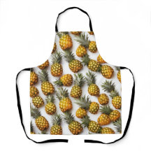 Schort - Ananas in een rasterpatroon, voedselthema
