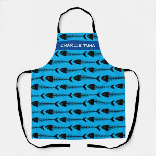Schort Blauw vispatroon aanpassen