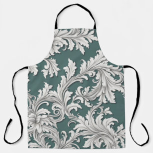 Schort Damask Zwart Wit Smokey Aqua