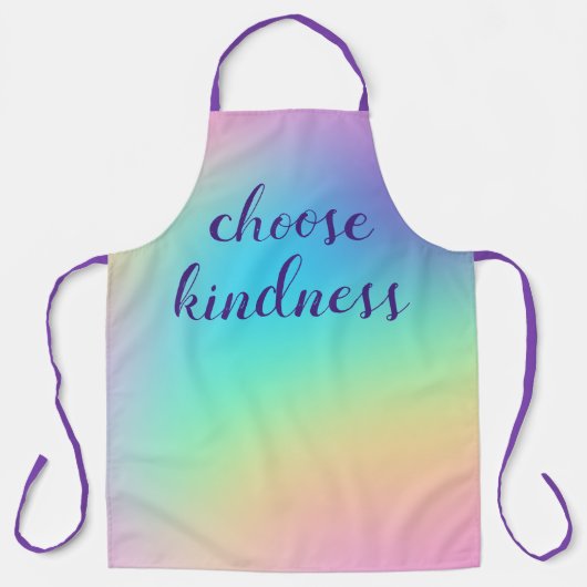 schort "Kindness kiezen" pasteelregenbooggradiënt (Voorkant)