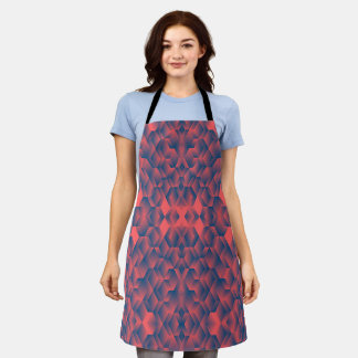 Schort met een blauw en rood geometrisch patroon