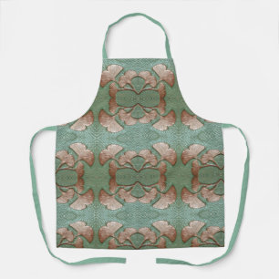 Schort met groen en koperen Gingko blad