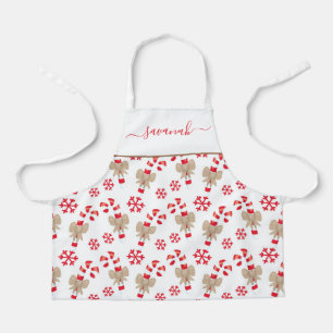 Schort met kerstsnoepriet rood Kind