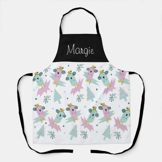 Schort met kerstvierkant Doodle Art Pattern (Voorkant)