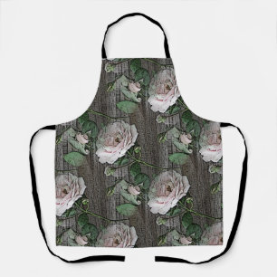 Schort met overal rozenprint