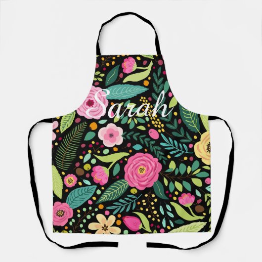 Schort van Black en Floral Kitchen  (Voorkant)