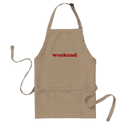 schort "Weekend" rode letters (Voorkant)