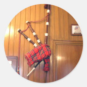 Schotland Bagpipe Tartan Musical Instrument Ronde Sticker