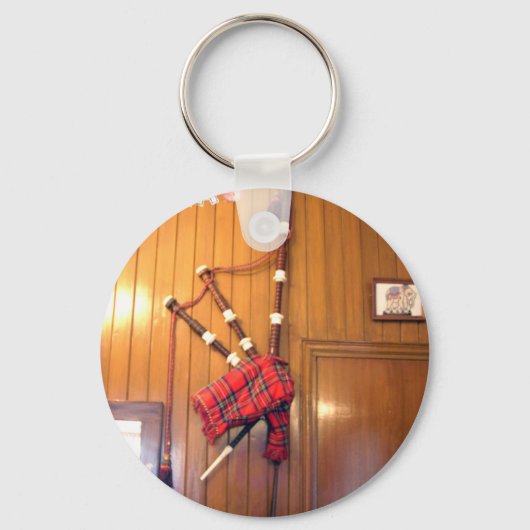 Schotland Bagpipe Tartan Musical Instrument Sleutelhanger (Voorkant)