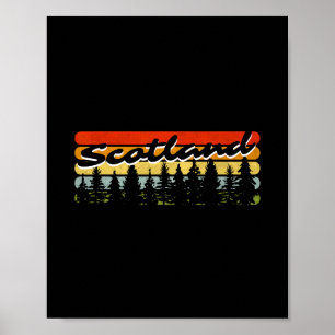Schotland Bos Zonsondergang Bomen Blokhut Thema Va Poster
