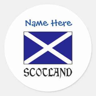 Schotland en Schotse Vlag Blauw Personalisatie  Ronde Sticker