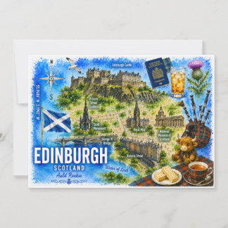 Schotland geïllustreerde kaart Edinburgh Castle an