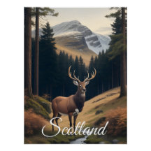 Schotland Herten in het Bos Reisposter
