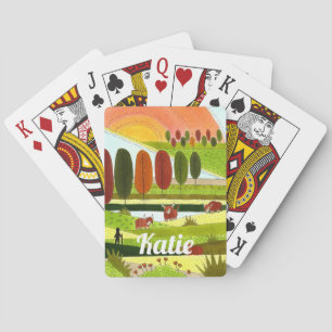 Schotland Highland Koeien in het najaar van het Bo Pokerkaarten