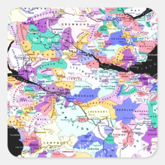 Schotland Kaart Schotse klans Foto Vierkante Sticker