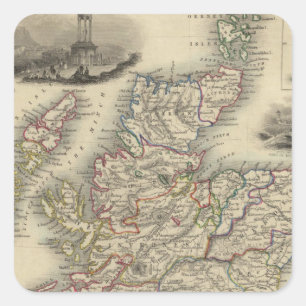 Schotland met binnenlandkaart van de Shetland Isla Vierkante Sticker
