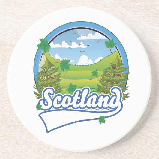 Schotland Reis logo Zandsteen Onderzetter (Voorkant)