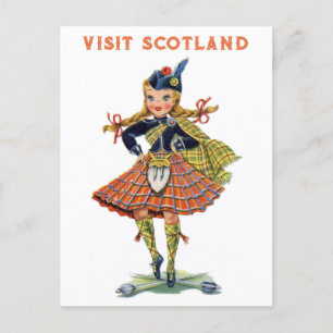 Schotland Schotse vrouw Kilt Travel Briefkaart
