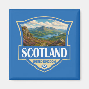 Schotland Verenigd Koninkrijk Illustratie Retro Ba Magneet