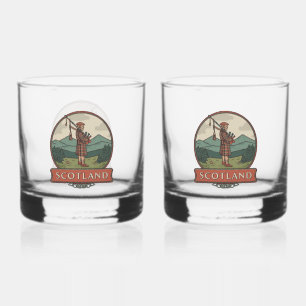 Schotland Vintage Travel – Highland Bagpiper Whisky Glas