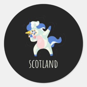 Schotland vlag Dabbing Unicorn Ronde Sticker