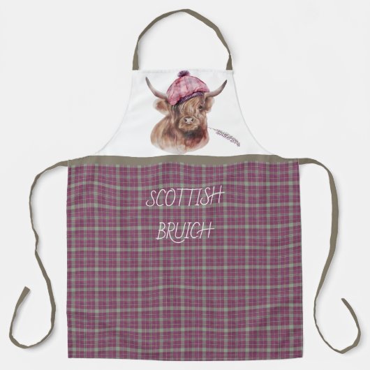 Schots Bruich (Cook) Roze en bruin Schort (Voorkant)
