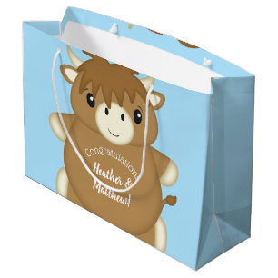 Schots hoogland Baby shower blauw Groot Cadeauzakje