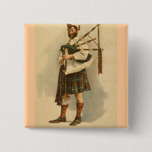 Schots hoogland BagPipe Player Kilt Man Vierkante Button 5,1 Cm
