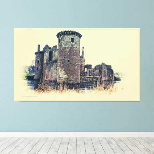 Schots kasteel Caeverlock in Dumfries Canvas Afdruk (Insitu (Houten vloer))