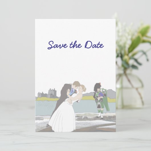 Schots, Keltisch bruiloft thema Opslaan datum Kaart (Staand voorkant)