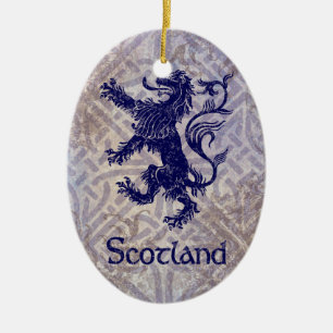 Schots Rampant Lion Navy Blue Celtic Knot Keramisch Ornament