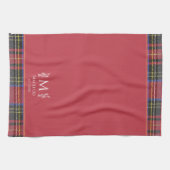 Schots Red Tartan Custom Monogram Traditioneel Theedoek (Horizontaal)